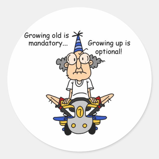 Opgroeien is optionele Humor Ronde Sticker (Voorkant)