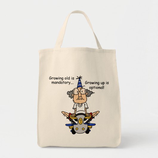 Opgroeien is optionele Humor Tote Bag (Voorkant)