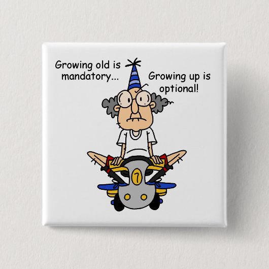 Opgroeien is optionele Humor Vierkante Button 5,1 Cm (Voorkant)