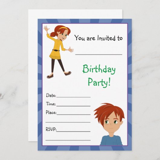 Opgroeien met Abbey en Sam Invitations Kaart (Voorkant / Achterkant)