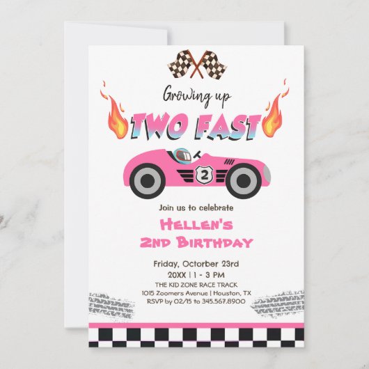 Opgroeien met twee snelle rode raceauto 1e verjaar kaart (Voorkant)