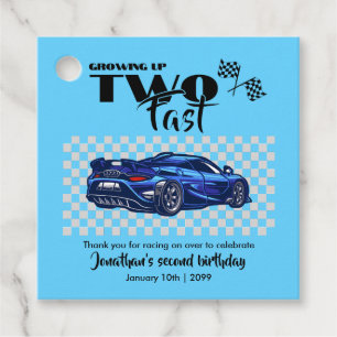 Opgroeien tot snelle 2e verjaardag Blauwe sportwag Bedankjes Labels