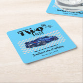 Opgroeien tot snelle 2e verjaardag Blauwe sportwag Kartonnen Onderzetters (Schuin)