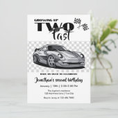 Opgroeien tot snelle 2e verjaardag moderne raceaut kaart (Staand voorkant)