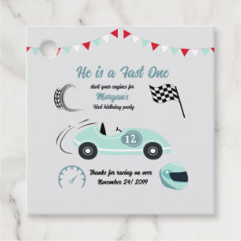 Opgroeien tot twee snelle feestelijke blauwe race  bedankjes labels