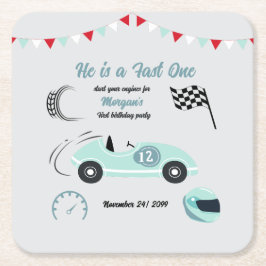 Opgroeien tot twee snelle feestelijke blauwe race  kartonnen onderzetters