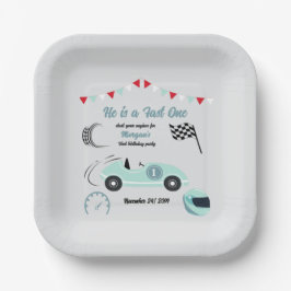 Opgroeien tot twee snelle feestelijke blauwe race  papieren bordje