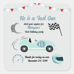 Opgroeien tot twee snelle feestelijke blauwe race  vierkante sticker