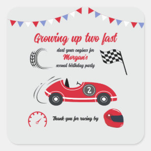 Opgroeien tot twee snelle feestelijke rode race au vierkante sticker