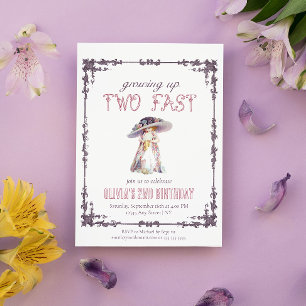 Opgroeien tot twee snelle  meisje verjaardag kaart