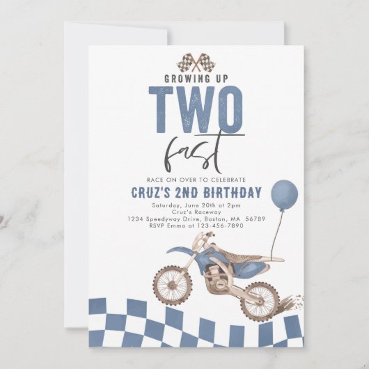 Opgroeien twee Fast Blue Dirt Bike Boy Verjaardag Kaart (Voorkant)