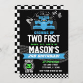 Opgroeien Twee Fast Blue Race auto 2e verjaardag Kaart (Voorkant / Achterkant)