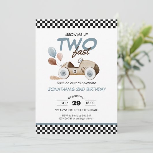 Opgroeien Twee Fast Boy Verjaardagsauto  Kleur Kaart (Staand voorkant)