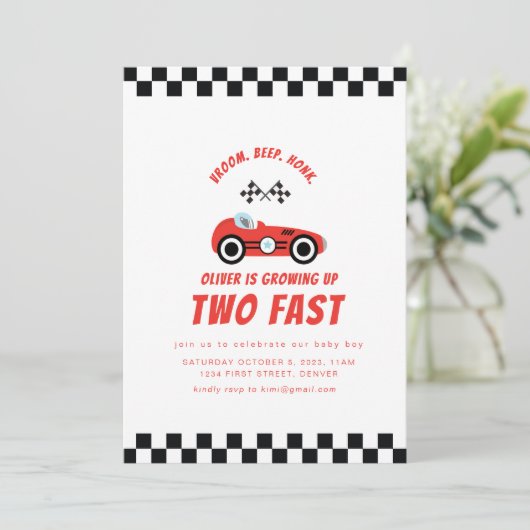 Opgroeien Twee Fast - Car Racing Theme Verjaardag Kaart (Staand voorkant)