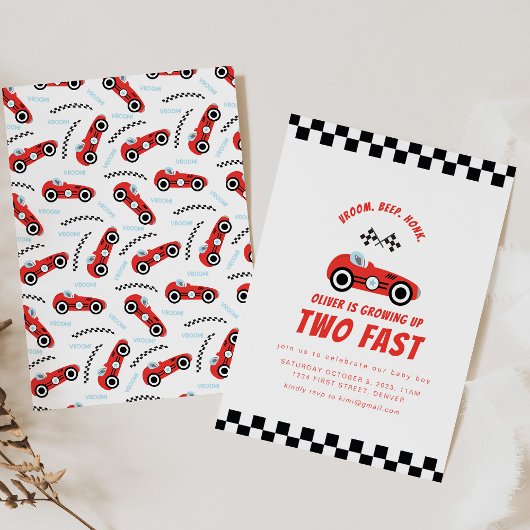 Opgroeien Twee Fast - Car Racing Theme Verjaardag Kaart