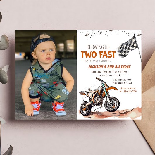 Opgroeien Twee Fast Dirt Bike Boy 2e verjaardag Kaart