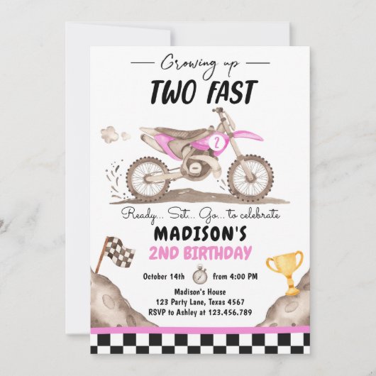 Opgroeien Twee Fast Dirt Bike Meisje Verjaardag Kaart (Voorkant)