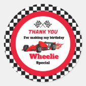 OPGROEIEN TWEE Fast Race Car Boy 2e Verjaardag Pap Ronde Sticker (Voorkant)