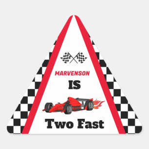 OPGROEIEN TWEE Fast Race Car Boy 2e Verjaardag Pap Sticker