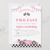 Opgroeien Twee Fast Race Car Girl 2e Verjaardag Kaart (Voorkant)