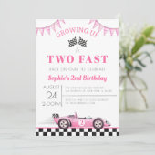 Opgroeien Twee Fast Race Car Girl 2e Verjaardag Kaart (Staand voorkant)
