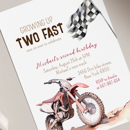 Opgroeien TWEE Fast Red Dirt Bike 2e verjaardag Kaart