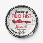 Opgroeien Twee Fast Red Race Car Boy 2e verjaardag Papieren Bordje (Voorkant)
