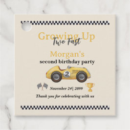 Opgroeien Twee Fast Yellow Race Car Kinder 2e Bedankjes Labels