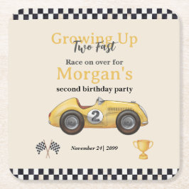 Opgroeien Twee Fast Yellow Race Car Kinder 2e Kartonnen Onderzetters