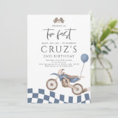 Opgroeien twee snelle gele crossmotor jongen verja kaart (Staand voorkant)