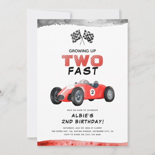 Opgroeien TWEE snelle kleine racer 2e verjaardag Kaart (Voorkant)
