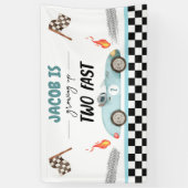 Opgroeien twee snelle race auto 2e verjaardag acht spandoek (Verticaal)