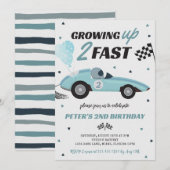 Opgroeien twee snelle race auto 2e verjaardag kaart (Voorkant / Achterkant)