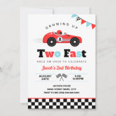 Opgroeien twee snelle race auto 2e verjaardag kaart (Voorkant)