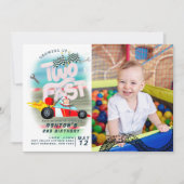 Opgroeien twee snelle race auto 2e verjaardag kaart (Voorkant)