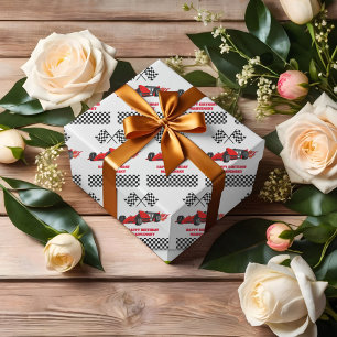 OPGROEIEN TWEE snelle race auto jongen 2e verjaard Cadeaupapier