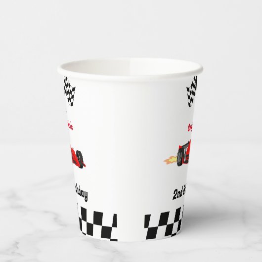 OPGROEIEN TWEE snelle race auto jongen 2e verjaard Papieren Bekers (Links)