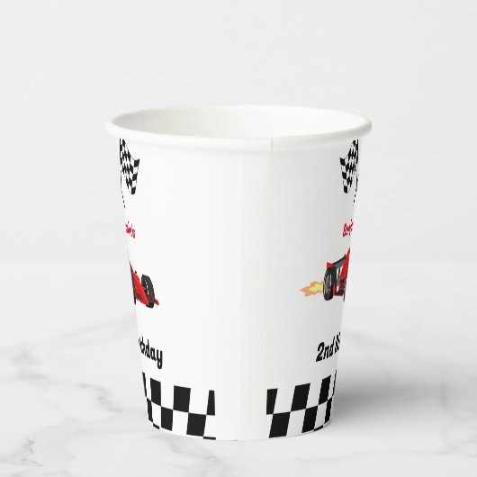 OPGROEIEN TWEE snelle race auto jongen 2e verjaard Papieren Bekers (Rechts)