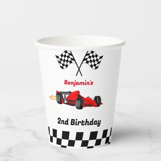 OPGROEIEN TWEE snelle race auto jongen 2e verjaard Papieren Bekers (Voorkant)
