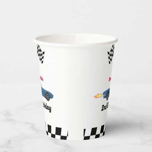 OPGROEIEN TWEE snelle race auto jongen 2e verjaard Papieren Bekers (Links)