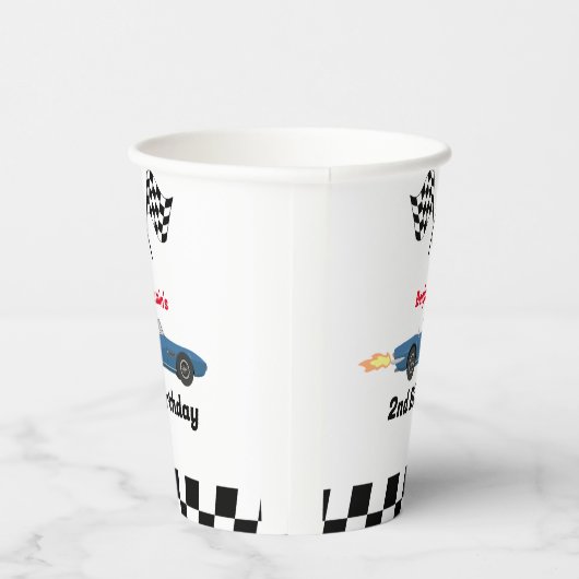 OPGROEIEN TWEE snelle race auto jongen 2e verjaard Papieren Bekers (Rechts)