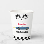 OPGROEIEN TWEE snelle race auto jongen 2e verjaard Papieren Bekers (Voorkant)