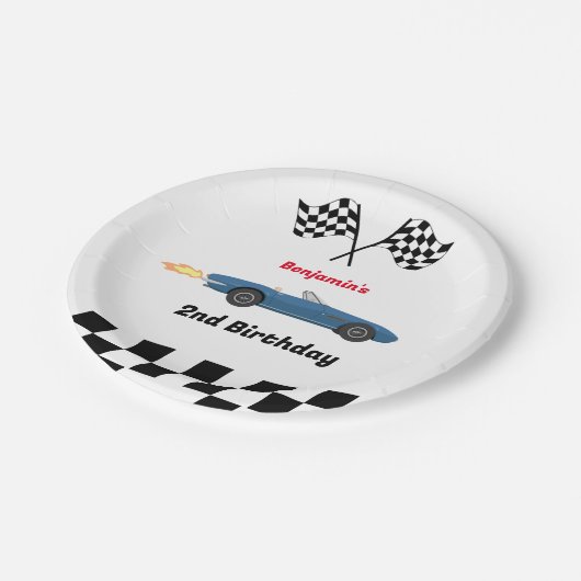 OPGROEIEN TWEE snelle race auto jongen 2e verjaard Papieren Bordje (Gekanteld)