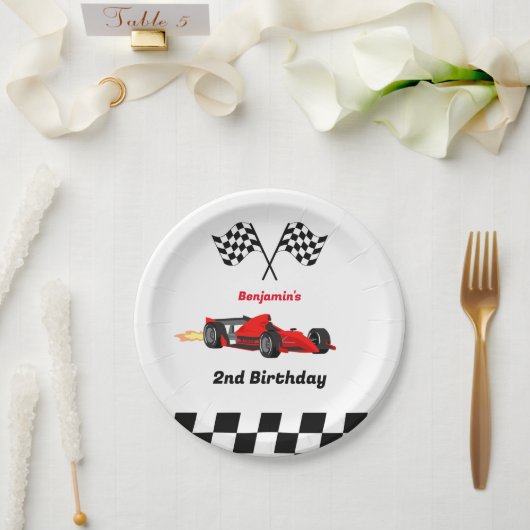 OPGROEIEN TWEE snelle race auto jongen 2e verjaard Papieren Bordje (Huwelijk)