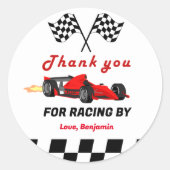 OPGROEIEN TWEE snelle race auto jongen 2e verjaard Ronde Sticker (Voorkant)