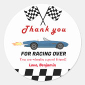 OPGROEIEN TWEE snelle race auto jongen 2e verjaard Ronde Sticker (Voorkant)