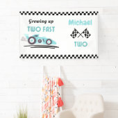 Opgroeien twee snelle race auto jongen 2e verjaard spandoek (Insitu)