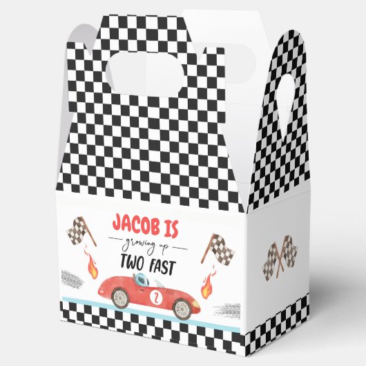 Opgroeien twee snelle race auto jongen tweede verj bedankdoosjes (Geopend)