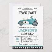 Opgroeien twee snelle race auto verjaardag uitnodi kaart (Voorkant)