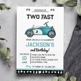 Opgroeien twee snelle race auto verjaardag uitnodi kaart